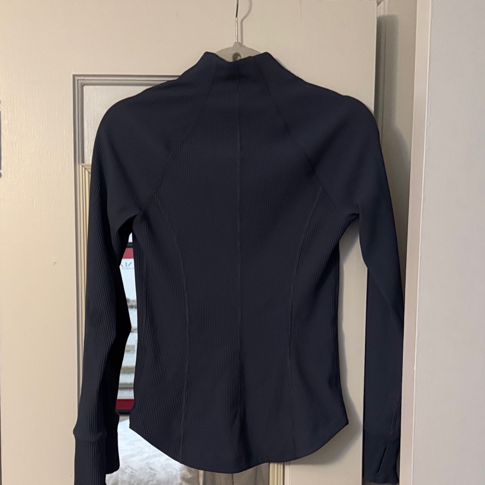 Athleta Navy Ribbed Full-Zip Jacket - Picture 3 of 3